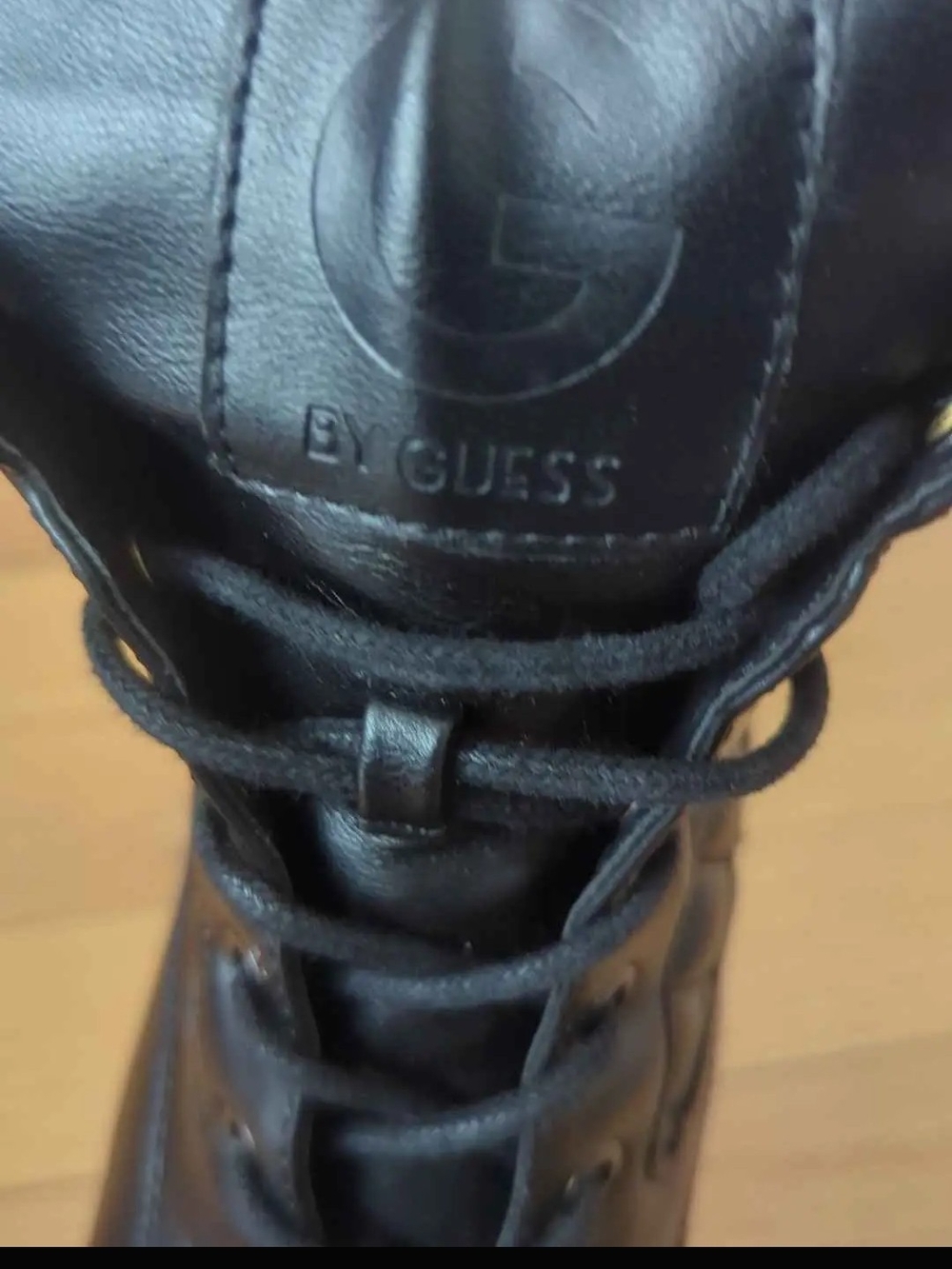 G by Guess Women's Black Lace-Up Combat Boots with Side Zippers - Picture 2 of 5
